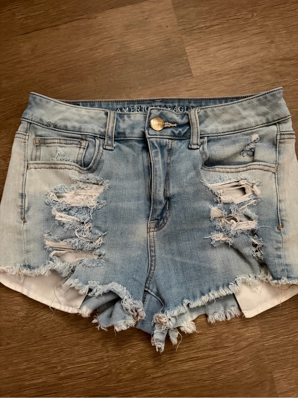 American Eagle Outfitters Light Wash Distressed Denim Cutoff Shorts